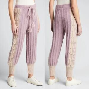 LoveShackFancy Landana Jogger NEW Muscrat Grape Purple Alpaca Knit Pants Small S